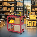 3-Tier Rolling Tool Cart with Spacious Shelves 4 Universal Wheels and 2 Brakes