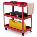 3-Tier Rolling Tool Cart with Spacious Shelves 4 Universal Wheels and 2 Brakes