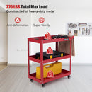 3-Tier Rolling Tool Cart with Spacious Shelves 4 Universal Wheels and 2 Brakes