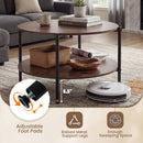Round Coffee Table 2-Tier Industrial Accent Table with Open Storage Shelf-Rustic Brown