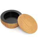 Round Coffee Table with Storage Modern Wooden Drum Coffee Table with Hidden Compartment