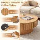 Round Coffee Table with Storage Modern Wooden Drum Coffee Table with Hidden Compartment