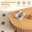 Round Coffee Table with Storage Modern Wooden Drum Coffee Table with Hidden Compartment