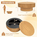 Round Coffee Table with Storage Modern Wooden Drum Coffee Table with Hidden Compartment