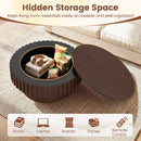 Round Coffee Table with Storage Modern Wooden Drum Coffee Table with Hidden Compartment