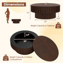 Round Coffee Table with Storage Modern Wooden Drum Coffee Table with Hidden Compartment
