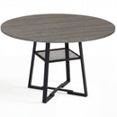 Round Dining Table for 4-6 with Storage Shelf and Metal Legs