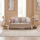 Round End Table Faux Marble Side Table with Tempered Glass Tabletop