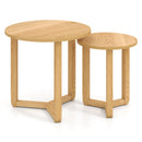 Round Nesting Coffee Table Set of 2 Wood Nesting End Tables with Thickened Top