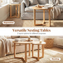 Round Nesting Coffee Table Set of 2 Wood Nesting End Tables with Thickened Top