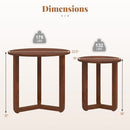 Round Nesting Coffee Table Set of 2 Wood Nesting End Tables with Thickened Top