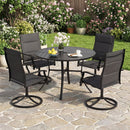 Round Patio Dining Table 42.5 Inch Metal Slat Table with Umbrella Hole