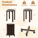 Round Portable Wood Nesting Stools with Locking Casters