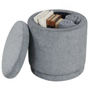 Round Storage Ottoman Foot Rest with Removable Lid and Acacia Wood Frame