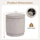 Round Storage Ottoman Foot Rest with Removable Lid and Acacia Wood Frame