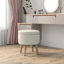 Round Storage Ottoman with Rubber Wood Legs and Adjustable Foot Pads