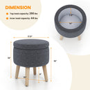 Round Storage Ottoman with Rubber Wood Legs and Adjustable Foot Pads