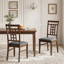 Rubber Wood Dining Chairs Set of 2 with Lattice Back