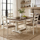 Dining Chairs Set of 4 with Padded Linen Seat & Slatted Back