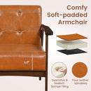 Rubber Wood Frame Accent Chair with Armrest for Living Room