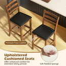 Rubber Wood Ladder Back Bar Stools Set of 2 24inch Counter Height Kitchen Island High Chairs