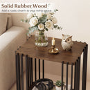 Rubber Wood Side Table with 2-Layer Storage Shelves and Metal Frame-Walnut