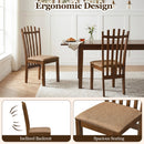 Rubber Wood Slat Back Dining Chairs Set of 2 - Brown