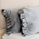 Ruffled Satin Pillowcase in Gray | Standard Size