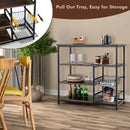 4-Tier Industrial Kitchen Baker's Rack with 2 Wire Baskets-Rustic Brown