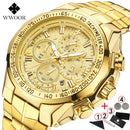 Men's Gold Luxury Quartz Wrist Watch – Big Dial Dress Watch