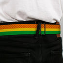 Aquaman Logo Full Color Black Yellow Seatbelt Belt - Aquaman Rasta Webbing