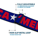 BD Wings Logo CLOSE-UP Full Color Black Silver Seatbelt Belt - 'MERICA/Star Blue/Red/White Webbing