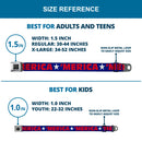 BD Wings Logo CLOSE-UP Full Color Black Silver Seatbelt Belt - 'MERICA/Star Blue/Red/White Webbing