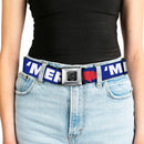 BD Wings Logo CLOSE-UP Full Color Black Silver Seatbelt Belt - 'MERICA/USA Silhouette Blue/White/Red Webbing