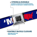 BD Wings Logo CLOSE-UP Full Color Black Silver Seatbelt Belt - 'MERICA/USA Silhouette Blue/White/Red Webbing