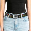 BD Wings Logo CLOSE-UP Full Color Black Silver Seatbelt Belt - Born to Raise Hell Gray Webbing