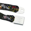 BD Wings Logo CLOSE-UP Full Color Black Silver Seatbelt Belt - Born to Raise Hell Gray Webbing