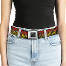 BD Wings Logo CLOSE-UP Full Color Black Silver Seatbelt Belt - Born to Raise Hell Red Webbing