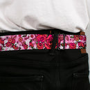 BD Wings Logo CLOSE-UP Full Color Black Silver Seatbelt Belt - Born to Blossom CLOSE-UP White Webbing