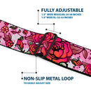 BD Wings Logo CLOSE-UP Full Color Black Silver Seatbelt Belt - Born to Blossom CLOSE-UP White Webbing