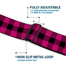 BD Wings Logo CLOSE-UP Full Color Black Silver Seatbelt Belt - Buffalo Plaid Black/Fuchsia Webbing