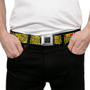 BD Wings Logo CLOSE-UP Full Color Black Silver Seatbelt Belt - Born to Raise Hell Yellow Webbing