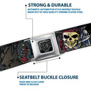 BD Wings Logo CLOSE-UP Full Color Black Silver Seatbelt Belt - Dead Men Tell No Tales Gray Webbing