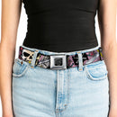 BD Wings Logo CLOSE-UP Full Color Black Silver Seatbelt Belt - Dead Men Tell No Tales Pink Webbing