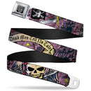 BD Wings Logo CLOSE-UP Full Color Black Silver Seatbelt Belt - Dead Men Tell No Tales Pink Webbing