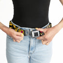 BD Wings Logo CLOSE-UP Full Color Black Silver Seatbelt Belt - Dad & Dad Yellow Webbing