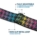 BD Wings Logo CLOSE-UP Full Color Black Silver Seatbelt Belt - Houndstooth Black/Rainbow Webbing