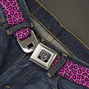 BD Wings Logo CLOSE-UP Full Color Black Silver Seatbelt Belt - Leopard Pink Fuchsia Webbing