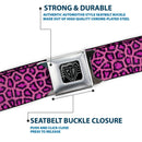 BD Wings Logo CLOSE-UP Full Color Black Silver Seatbelt Belt - Leopard Pink Fuchsia Webbing