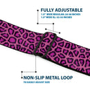 BD Wings Logo CLOSE-UP Full Color Black Silver Seatbelt Belt - Leopard Pink Fuchsia Webbing
